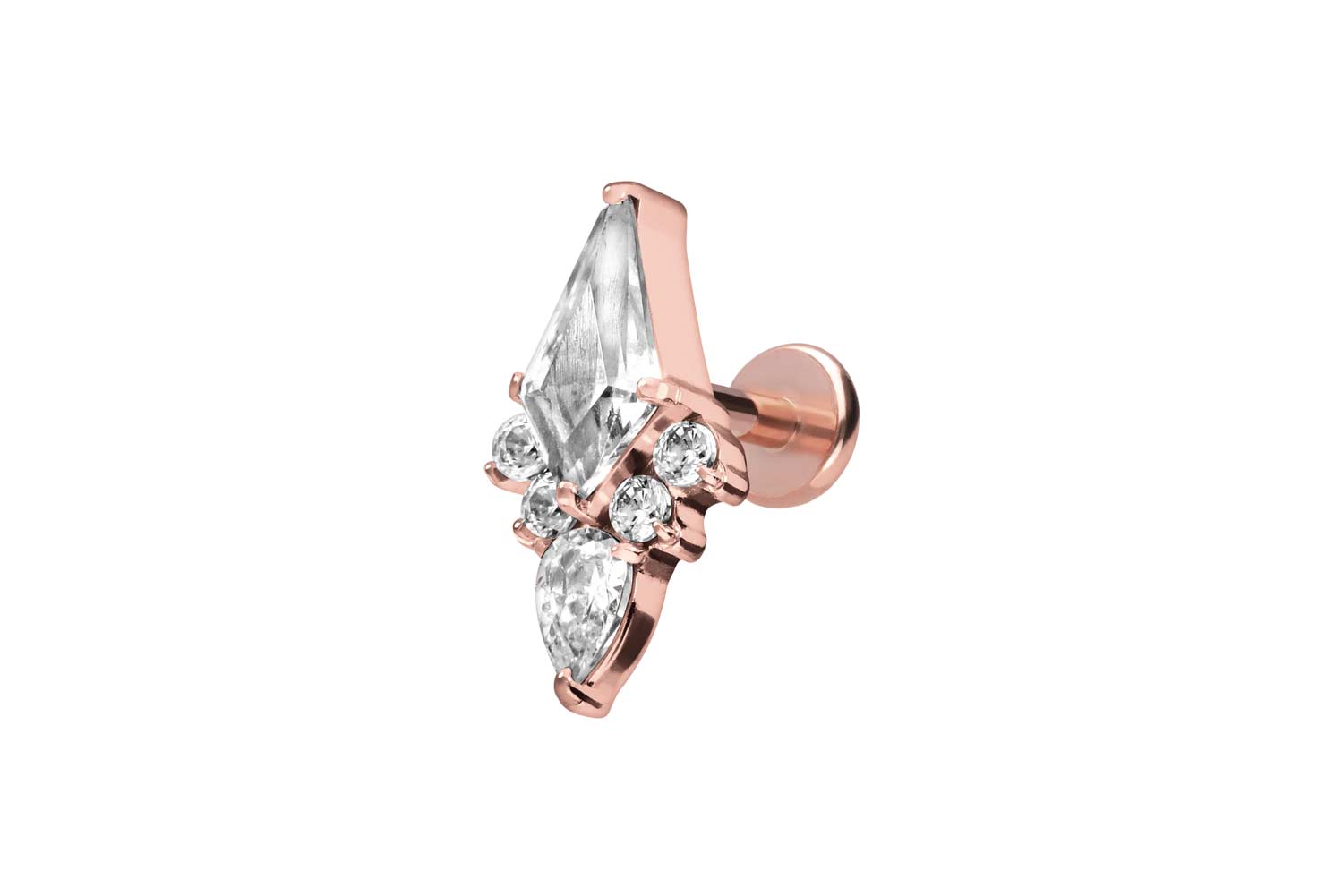 Titan Labret Piercing mit Push Fit KRISTALLSCHILD